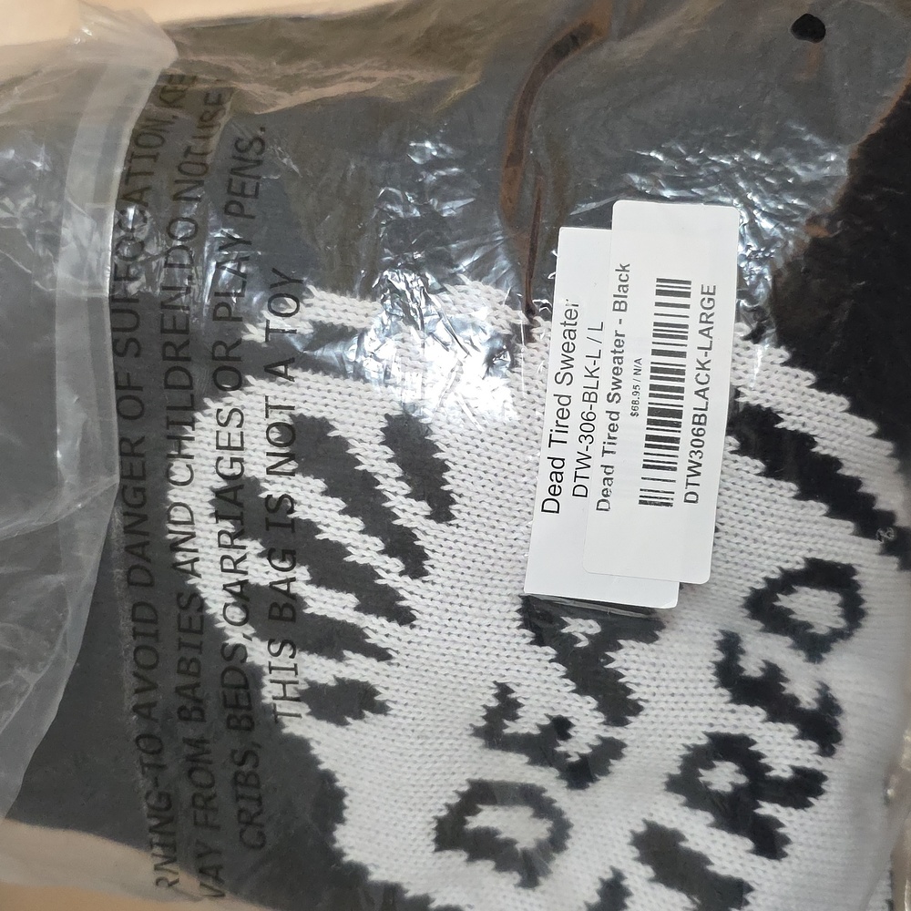 NWT Dead Tired Coffee Knit Tombstone Unique Halloween Sweater - Picture 10 of 13